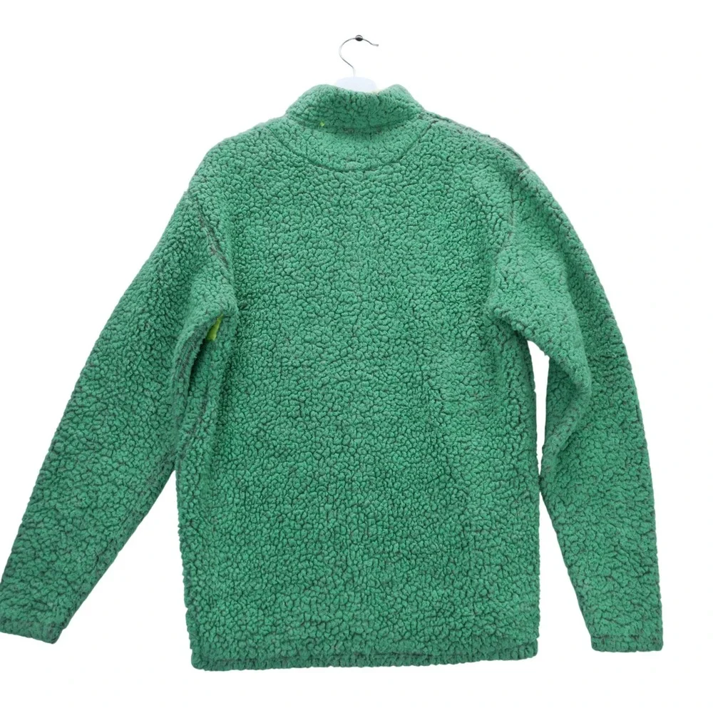 Southern Marsh Mens Blue Green Sherpa Fleece Quarter Zip Pullover Neon Pocket S